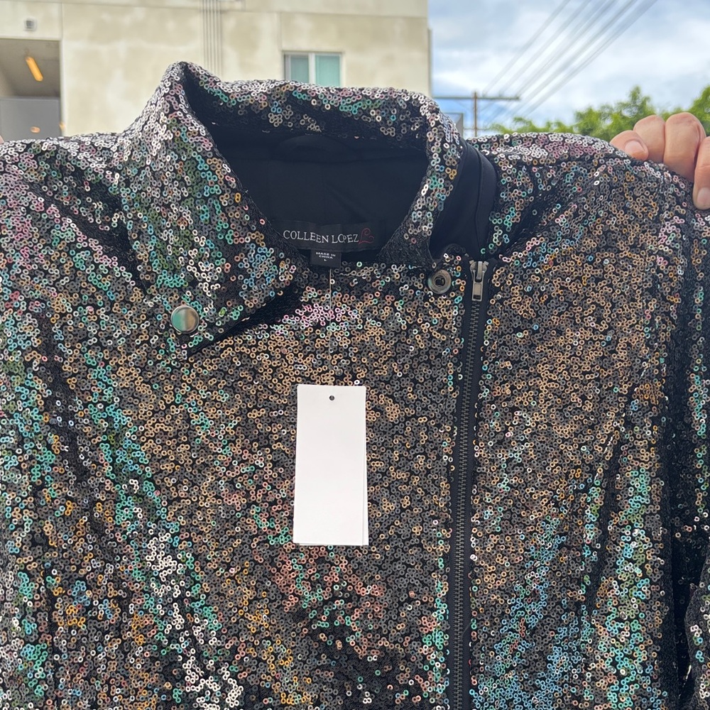 Colleen Lopez Sparkling Sequin Bomber Jacket - Multicolor